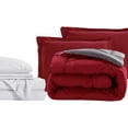 thumbnail image 2 of Mocassi 7-Piece Bed-in-a-Bag Comforter & Sheet Set 7-Piece Queen Size Bed-in-a-Bag, Super Cozy Bed Sheets and Comforter Set, Wrinkle and Stain Resistant, Red/Gray, 2 of 5