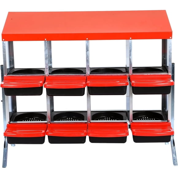 Heavy Duty Metal Chicken Nesting Box,8-Hole Chicken Nesting Boxes,Roll Away Nest Box with Leg,Removable Tray,Easy to Clean,Slanted Egg Collection,Perfect for Coops,Farms,Ranches