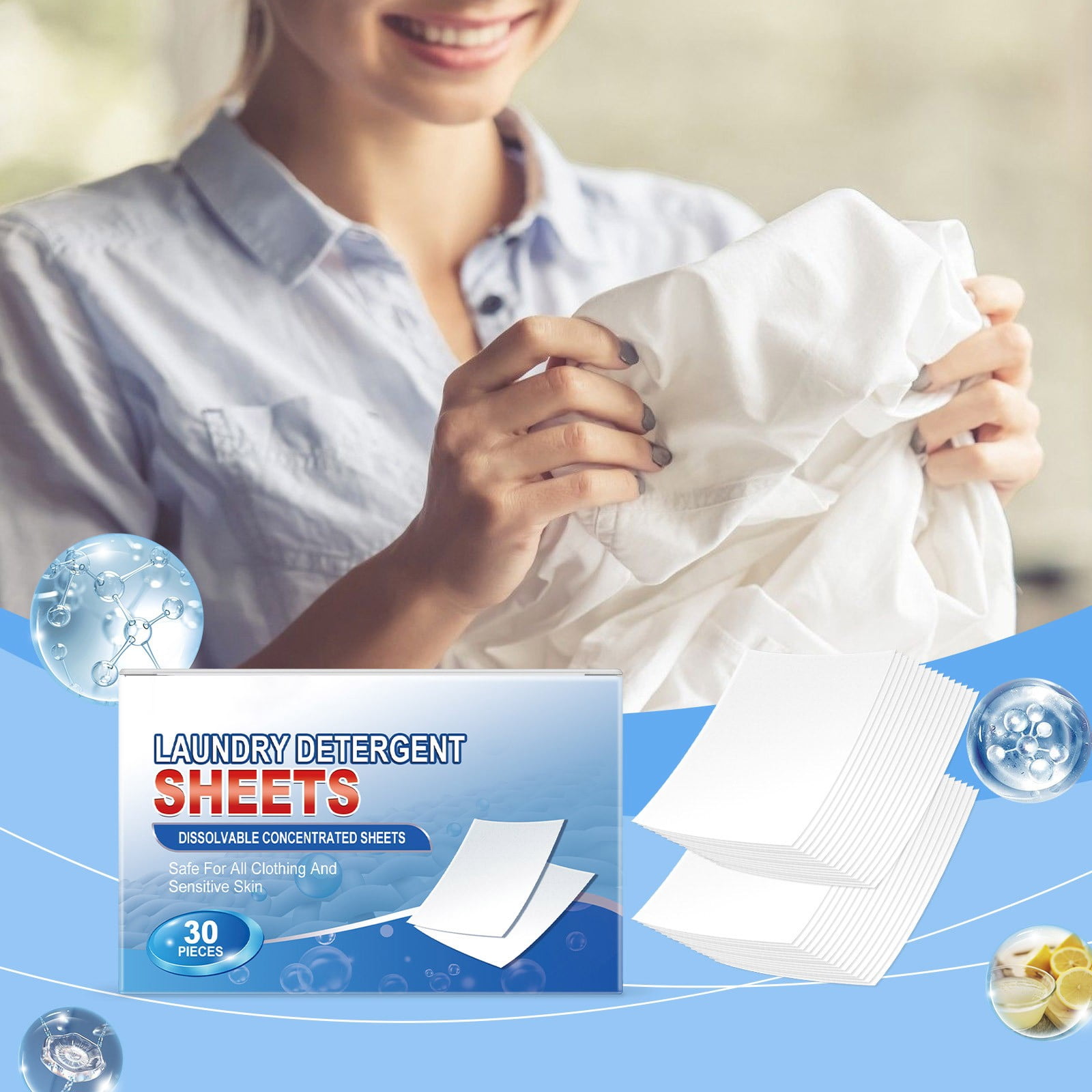 XYAIYT Low Foam Laundry Detergent Sheets Powerful Cleaning,Easy Use,Fresh,Pre Measured,Ideal for Travel and Home Use
