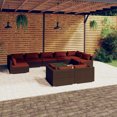 thumbnail image 1 of vidaXL 10 Piece Garden Lounge Set with Cushions Brown Poly Rattan, 1 of 5