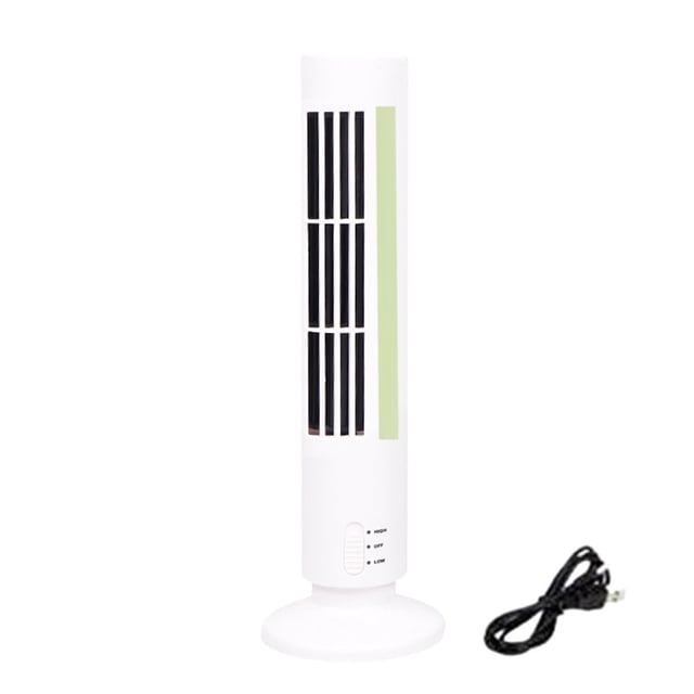 RRJ Portable Fan Conditioner, Mini Tower Fan with Night Light and Extension Cord, Two Speeds Natural Wind Simulation for Desktop Office Desk Bedroom Home Cooling