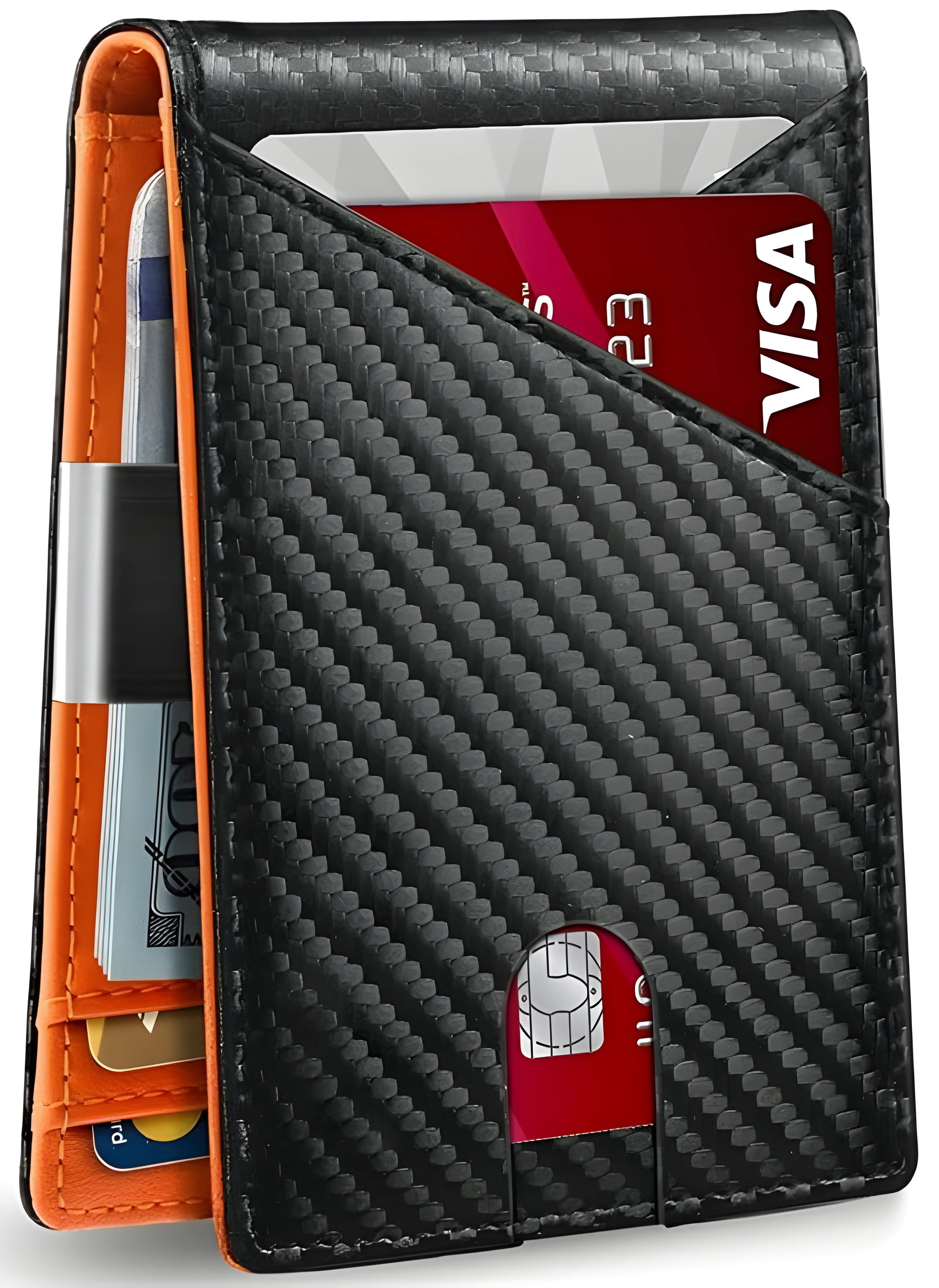 North Care Men's Wallet- RFID - Money Clip, Larger Capacity up to 12 Cards- Color Orange