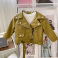thumbnail image 2 of Girl's Motorcycle Handsome Cool Style Lapel Zipper Leather Jacket Jacket Autumn Winter Top Clothes, 2 of 7