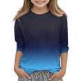 thumbnail image 1 of MKOSPLRT Hauts à Manches 3/4 pour Filles Col Rond T-Shirts Décontractés Tuniques Dégradées Mode T-Shirts Doux pour Sortir Blouses Confortables en Liquidation, 1 of 5