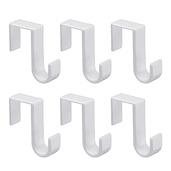 1st Choice Over The Door Hooks 6 Pack Reversible Sturdy Hooks Fits 1 3/8' and 1 3/4' Door Widths Plastic Hook Hanger for Hanging Clothes Towels White