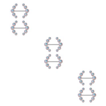 kurtrusly Nipples Ring Stainless Steel Breast Adornment Female Fashion Accessory Bodies Piercing Jewelry Body Decor for Women Electroplated 3Set