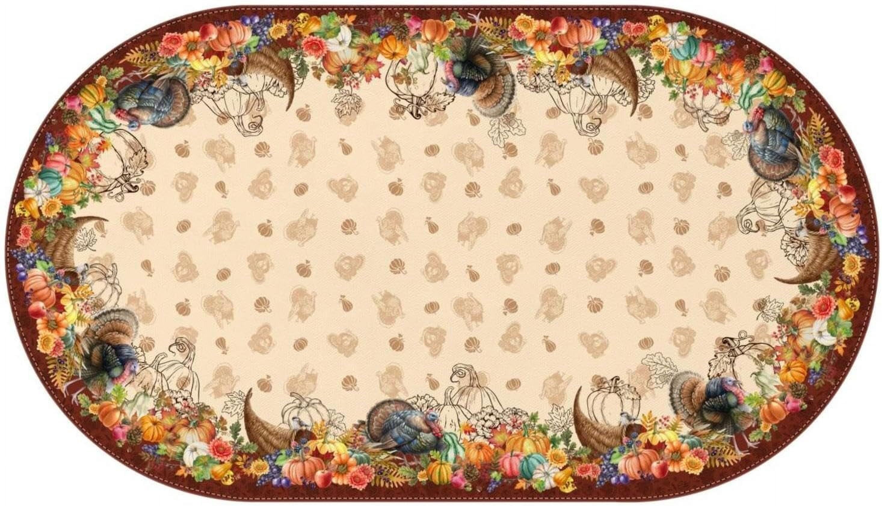 Oval Thanksgiving Tablecloth 60 x 102 Inch, Thanksgiving Turkey Harvest Tablecloth Oval, Thanksgiving Table Cloths Oval, Thanksgiving Oval Table Cloth Decor