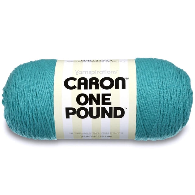 Fil Caron® One Pound™, Acrylique #4 Moyen, 16 Oz/454 g, 812 Verges en Sarcelle, un Grand Écheveau de Fil Acrylique de Grosseur worsted avec une Étiquette Blanche et un Texte Noir Audacieux, Idéal pour des Projets de Tricot et de crochet comme des Écharpes et la Déco de la Maison, Lavable à la machine et Séchable.