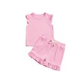thumbnail image 4 of RXIRUCGD 2025 Vêtements d'Été pour Enfants Ensemble d'Été pour Enfants Couleur Unie Confortable T-Shirt à Manches Courtes à Col Rond et Ensemble de Shorts pour Enfants, 4 of 6