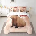 thumbnail image 2 of YST Ensemble Douillette 7 Pcs Dessin Animé Capybara, Cadeaux Capybara Aquarelle Brun, Polyester, Format Grand Lit (7 Unités), 2 of 5