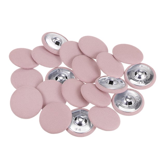 Unique Bargains 20pcs 44L Fabric Cloth Covered Button 28mm Round Metal Shank Sewing Buttons for Suits Dress Blouses, Pink