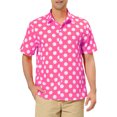 thumbnail image 1 of INSPIRE CHIC Men's Summer Polka Dots Shirt Button Down Short Sleeves Pattern Shirts XL Pink, 1 of 7