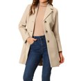 thumbnail image 1 of INSPIRE CHIC Manteaux d'Hiver Longs pour Femmes à Simple Boutonnage, Revers Cranté, Blanc Crème m, 1 of 5