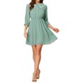 thumbnail image 1 of Unique Bargains Robe à Manches 3/4 à Volants avec Col Rabattu et Imprimé Étoiles et Pois pour Femmes, 1 of 6