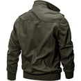 thumbnail image 2 of Men‘s Cotton Lightweight Multi Pockets Zip Front Stand Collar Military Jackets Windbreaker, 2 of 7