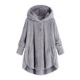 thumbnail image 1 of Womens Cardigan Plus Size Button Plush Tops Hooded Loose Cardigan Wool Coat Winter Jacket Navy Xl, 1 of 5