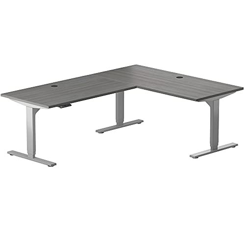 Progressive Desk L Shaped Standing Desk 78"x48", Corner 3 Stage Height Adjustable Electric Executive Desk - Grey Oak, Grey Frame