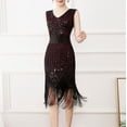 thumbnail image 4 of UPPADA Robe de Cocktail pour Femmes à Manches Longues Robe d'Invitée de Mariage Fente Latérale Jolie Robe Formelle Évasée Taille Haute Robe de Fête Robe de Bal Robe de Cocktail Liquidation en Liquidation, 4 of 6