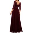 thumbnail image 4 of Faithtur Nouvelle Mode Femmes Longue Robe Couleur Unie Patchwork Dentelle V-Cou à Manches Mi Dos Sans Fermeture Éclair Robe Féminine, 4 of 5