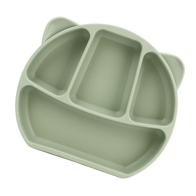 Silicone Suction Plate, Safe Panda Shape Divided Dish With Strong Suction Grip And Lid, Suction Dishware Baby Plate For Infant Toddler Independent Eating