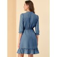 thumbnail image 5 of INSPIRE CHIC Women's Ruffle Hem 3/4 Sleeve Smocked a-Line Dress, 5 of 5