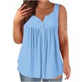 thumbnail image 1 of Dealovy Plus Size Tank Tops for Women Casual Sleeveless Scoop Neck Buttons Ruched Solid Color Loose Flowy Tees, 1 of 5
