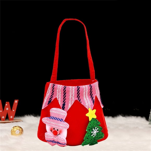 EGNMCR Closet Organizers and Storage, Storage Trunks & Bag Christmas Reticle Bag Hanging Decoration Cute Storage Bag Candy Filler Gift For Family Kids Xmas Tree Santa Velvet pile