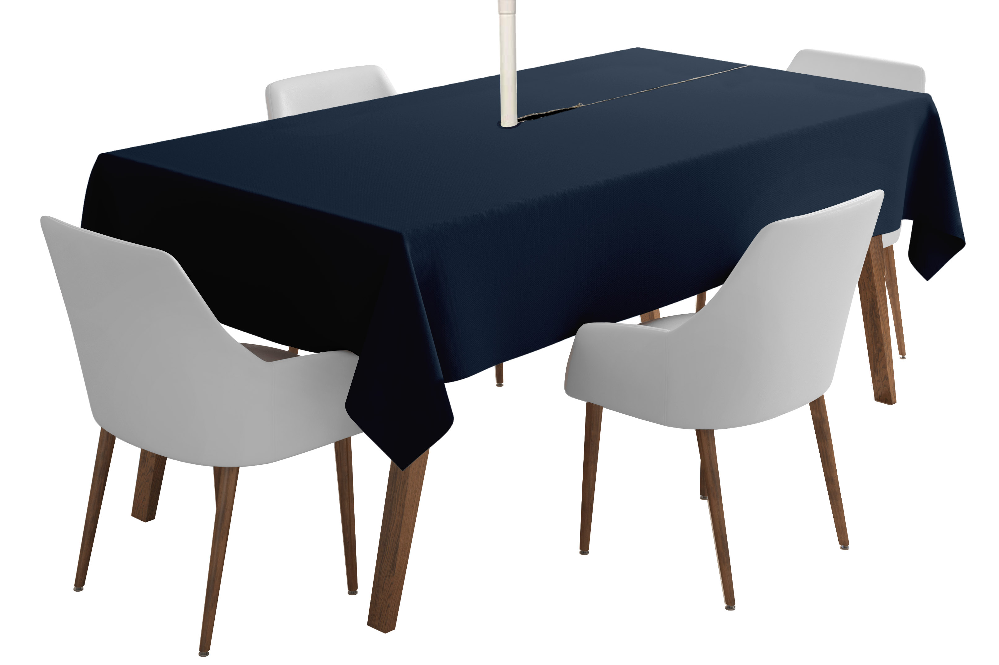 Vargottam Indoor/Outdoor Tablecloth 58" x 102" Inch Rectangular Tablecloth with Umbrella Hole & Zipper, Waterproof Patio Table Cloths, Spring/Summer Table Covers for Backyard /BBQs - Dark Navy Blue