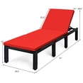 thumbnail image 2 of Gymax Patio Lounge Chair Rattan Chaise w/ Adjustable Red & Off White Cushioned, 2 of 7