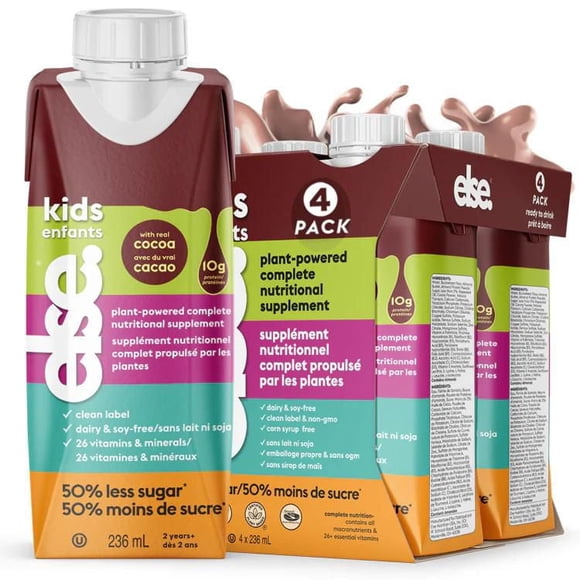 Else Nutrition, Kids Plant Powder Complete Nutrition Supplement, Ready to Drink - Cocoa, 4x236ml