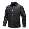 thumbnail image 1 of AherBiu Plus Size Mens Shirts Long Sleeve Button down Denim Shirt Regular Fitted Fall Winter Fashion Tees Tops, 1 of 8