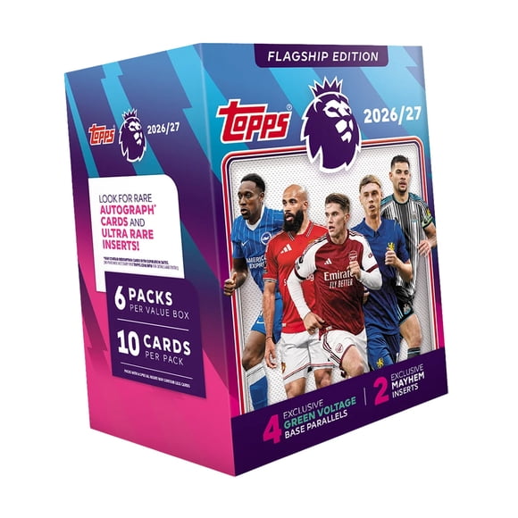 2026-27 Topps Premier League Flagship Cards - Blaster Valeur (60 Cartes + 6 Exclusivités)
