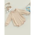 thumbnail image 3 of Faithtur Bébé Filles Garçons Sweat-Shirts Couleur Unie Manches Longues Col Rond Combinaisons Automne Hiver Bébé Bodys, 3 of 9