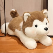 Soft & Cuddly Light Brown Husky Plush Toy - 40cm Versatile Poseable Stuffed Animal, Ideal for Older Kids, Portable Companion for Sleep/Play, Durable High-Quality Material, Perfect Birthday/Holiday