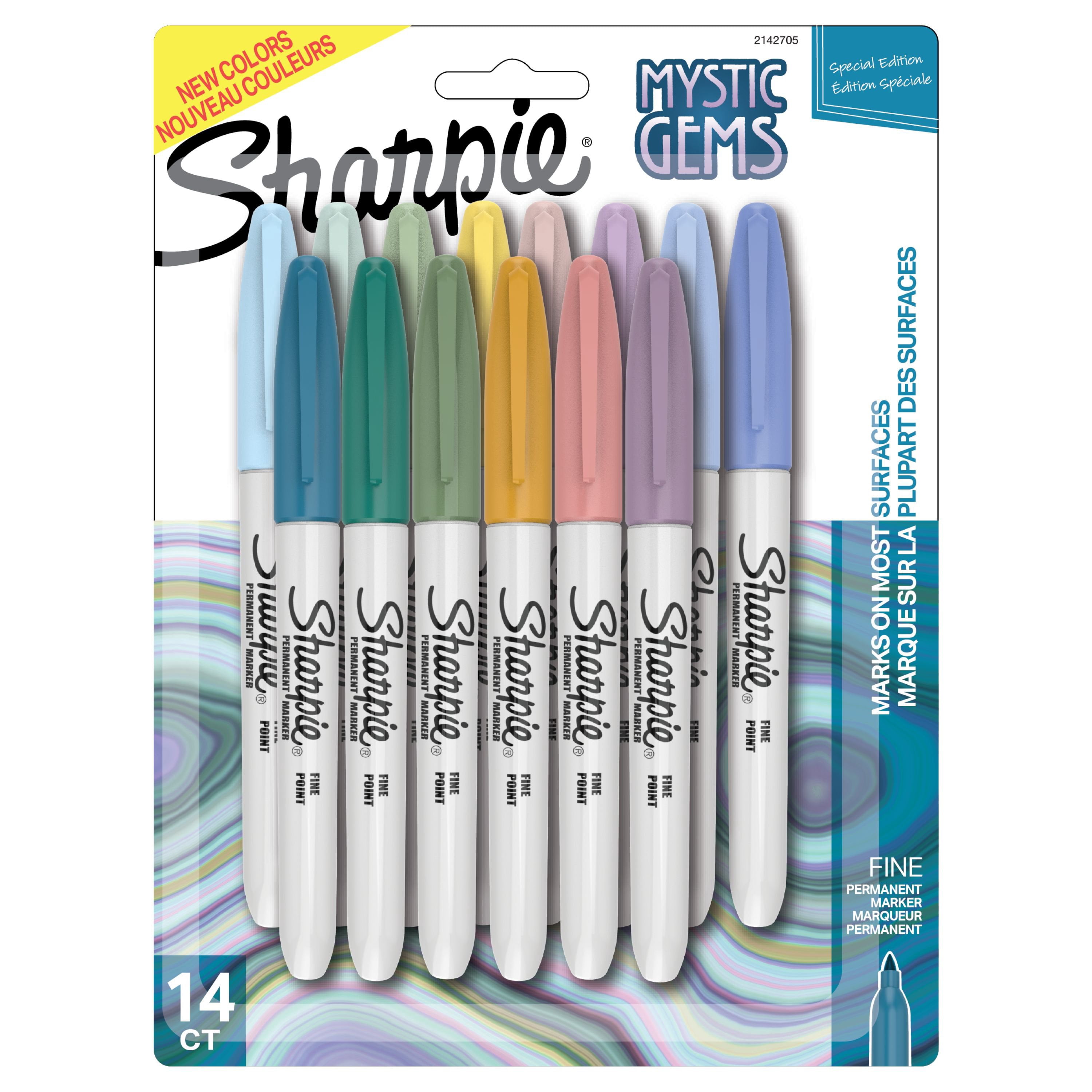 Sharpie Permanent Markers, Mystic Gem Complete Collection, Fine Point, Assorted Colours, 14 Count