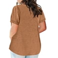 thumbnail image 4 of Womens Oversized T Shirts Plus Size Color Block Gradient Print V Neck Shirt Short Sleeve Blouse T Shirt Femme Brown S, 4 of 7