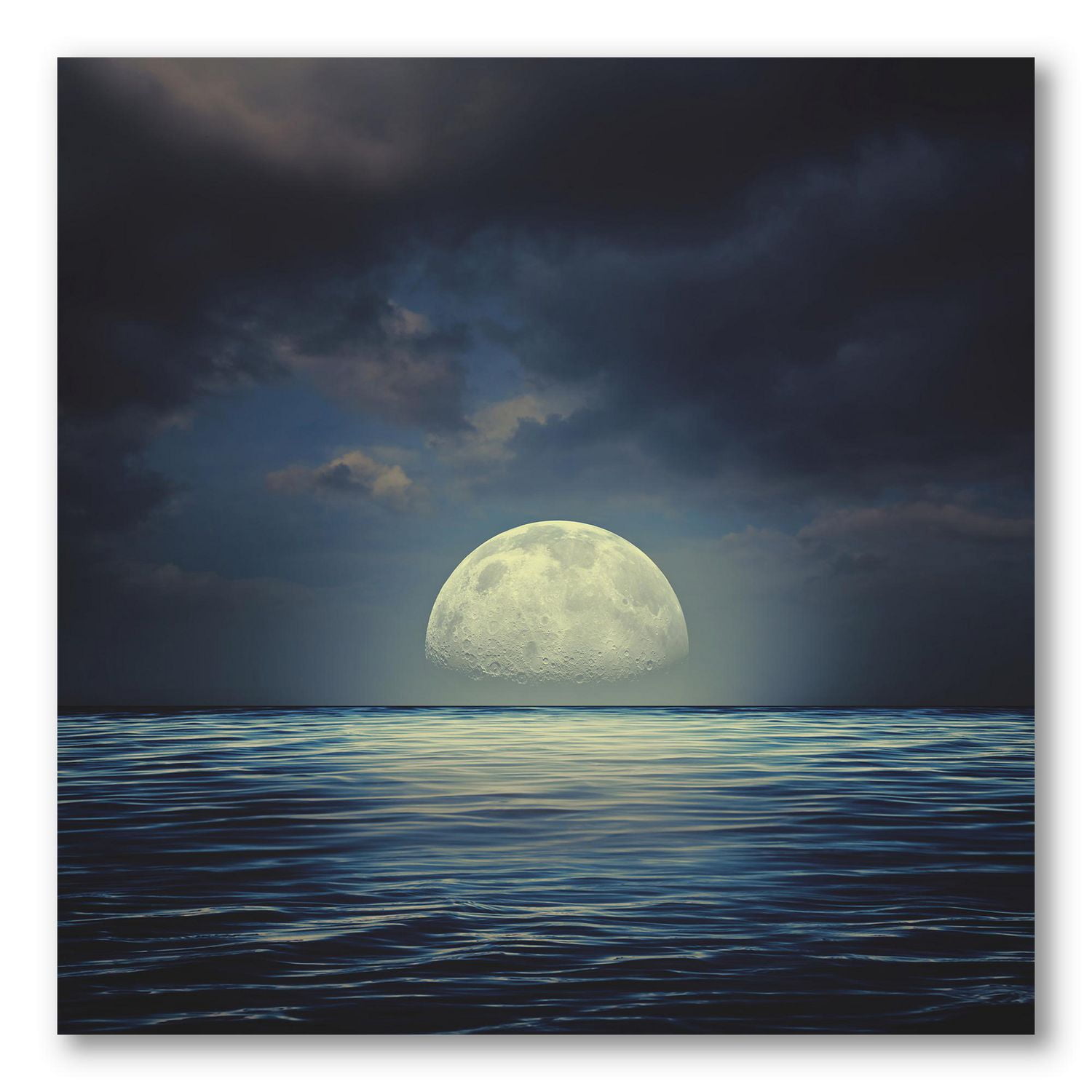 Designart Super Lune sur la mer II Art mural sur toile
