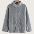thumbnail image 4 of IROINID Manteau Anorak Court pour Femme, Couleur Unie, Manches Longues, Chaud, Style de Rue, Ample, Décontracté, Cardigan, Gris, 4 of 5