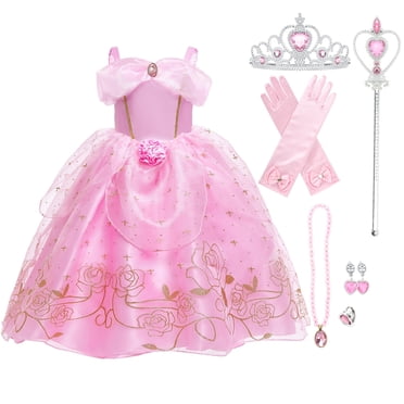 HAWEE Girls Princess Costume Dress Pink Outfits Dress up for Halloween Party Birthday