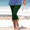 thumbnail image 2 of Womens Relaxed Fit Pants by Generic Summer Casual Drawstring Solid Cropped Cargo Pants, Black, Size XL, 2 of 5