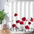 thumbnail image 1 of Rideau de Douche LIVILAN Poppy Rouge, Rideaux de Douche pour Salle de Bain, Rideau de Douche Floral Rouge, Rideau de Salle de Bain en Tissu à Fleurs Rouges, Ensemble de Décoration pour la Maison avec Crochets Décoratifs, Lavable en Machine, 72 Pouces L x 72 Pouces H, 1 of 8