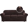 thumbnail image 1 of 4 Pieces Thick Velvet Sofa Covers Couch Covers for 3 Cushion Couch Sofa High Stretch Slipcovers Furniture Protector Form Fit Luxury Couch Cover for Dogs Width Up to 90 Inch, 1 of 7