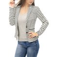 thumbnail image 4 of INSPIRE CHIC Blazer à Rayures pour Femme à Revers Cranté, Manches Longues, Boutonné, S Blanc, 4 of 8
