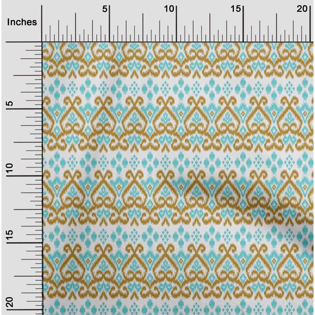 oneOone Tissu Polyester Lycra Tissu Imprimé Ikat à Tourbillon 1 Yard 56 Pouces de Large
