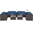 thumbnail image 1 of Patiojoy Ensemble de Canapé Sectionnel d'Extérieur en Rotin de 8 Pcs pour Causeuse et Conversation avec Coffre de Rangement et Table à Café Bleu Marine, 1 of 6