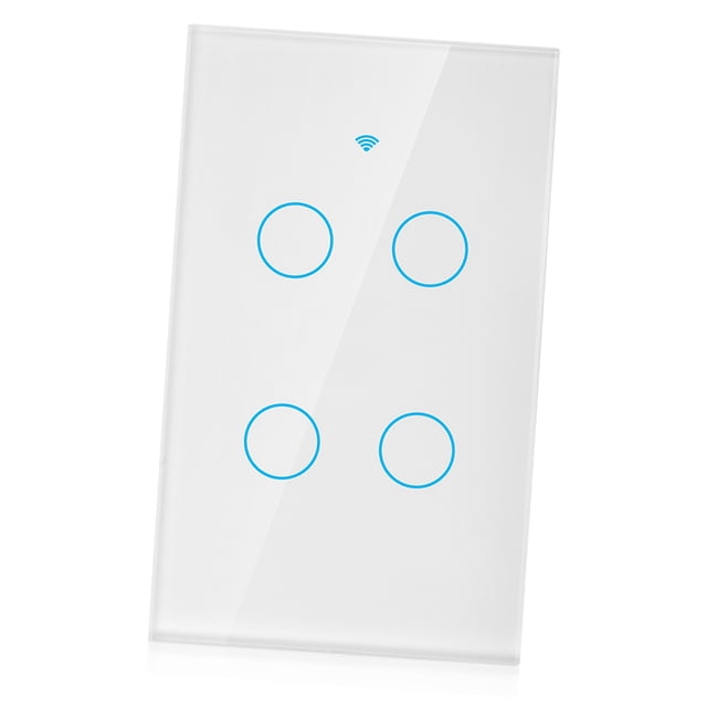 WIFI Touch Screen Switch, Smart Dimmer Switch Touch Smart Wall Switch WIFI Intelligent Switch Single Circle for 4 Way AC 95 to 250V for Lights Household Appliances