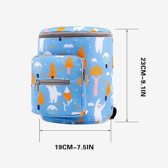 Sac de Poussette Cylindrique, Sac de Rangement Suspendu à la Mode à Grande Capacité pour Poussette de Bébé, Organisateur Léger avec Porte-Bouteilles, Sac de Transport Polyvalent pour Voyage, Lit de Bébé et Chaise de Salle à Manger