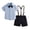 Blue, variant on Boy Suit Collared Dress Shirt + Suspender Pants + Bowtie 3 Pieces Formal Gentleman Suits Baby Baptism Dress for Baby Boys 6-12 Months
