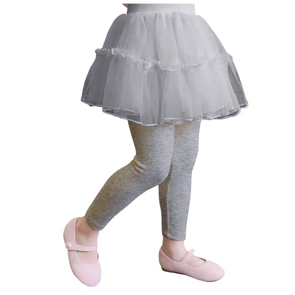 dmqupv Fleece Lined Leggings Baby Girl Girls' Summer And Spring Dress Pants Two Piece With Underpants Outerwear Leggings Grey,Size for 7-8 Years