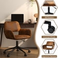 thumbnail image 3 of Homy Casa 33.9'' Adjustable Swivel Office Chair, Armless Faux Leather Desk Chair with Wheels for Home Office, Study Room, Brown, 3 of 8